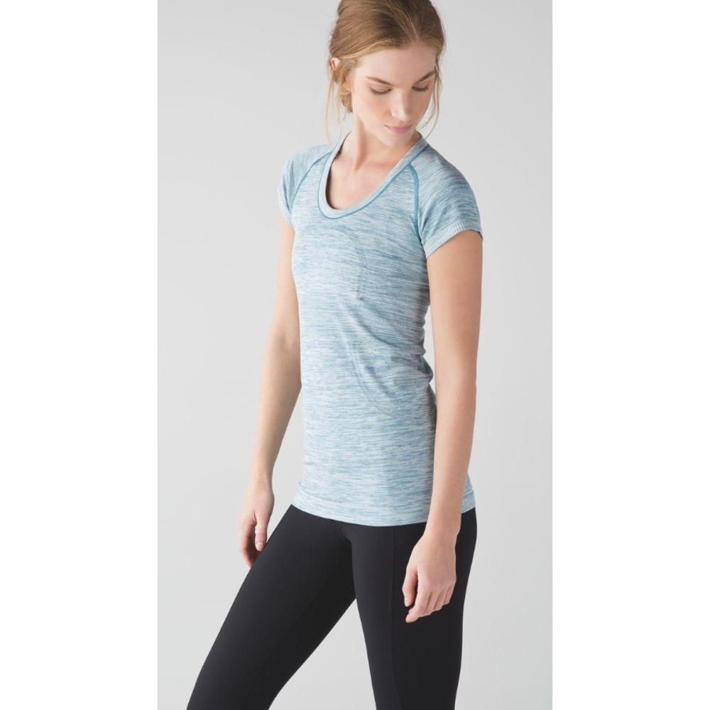 Lululemon Women's Swiftly Tech Short Sleeve Scoop Heathered Tofino Teal Sz 8 - Picture 2 of 10